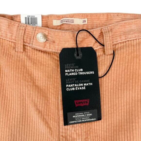 Levi's Math Club Flare Corduroy Women's Trousers In Pebble Peach Size 29 x 27 - Picture 6 of 10